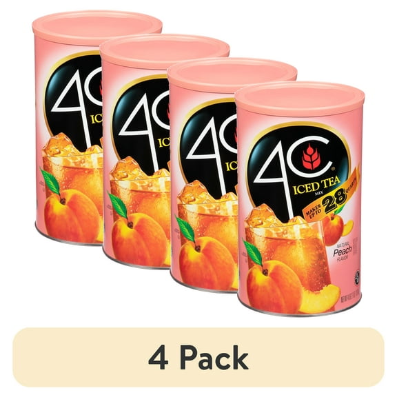 (4 pack) 4C Powdered Drink Mix, Natural Peach, 66.1 oz, 1 Ct