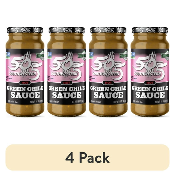 (4 pack) 505 Southwestern Hatch Valley Green Chile Sauce (Hot) 16oz