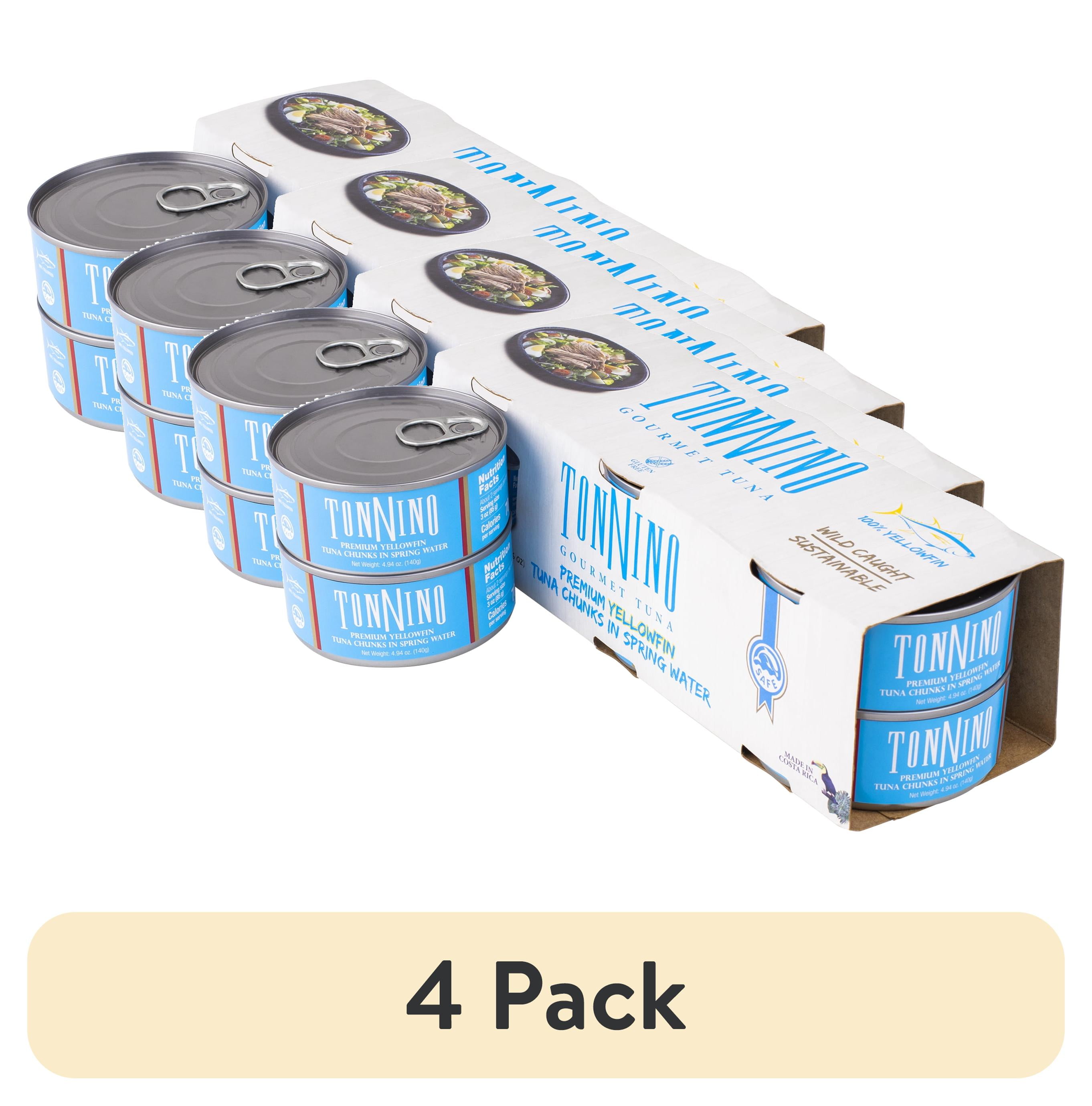(4 pack) (6 pack) Tonnino Premium Yellowfin Tuna Chunks in Spring Water, 4.94 oz, Cans, Wild Caught