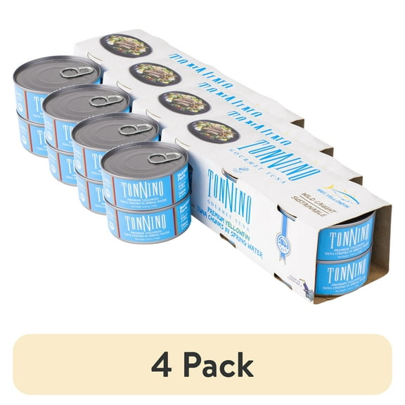 (4 pack) (6 pack) Tonnino Premium Yellowfin Tuna Chunks in Spring Water, 4.94 oz, Cans, Wild Caught