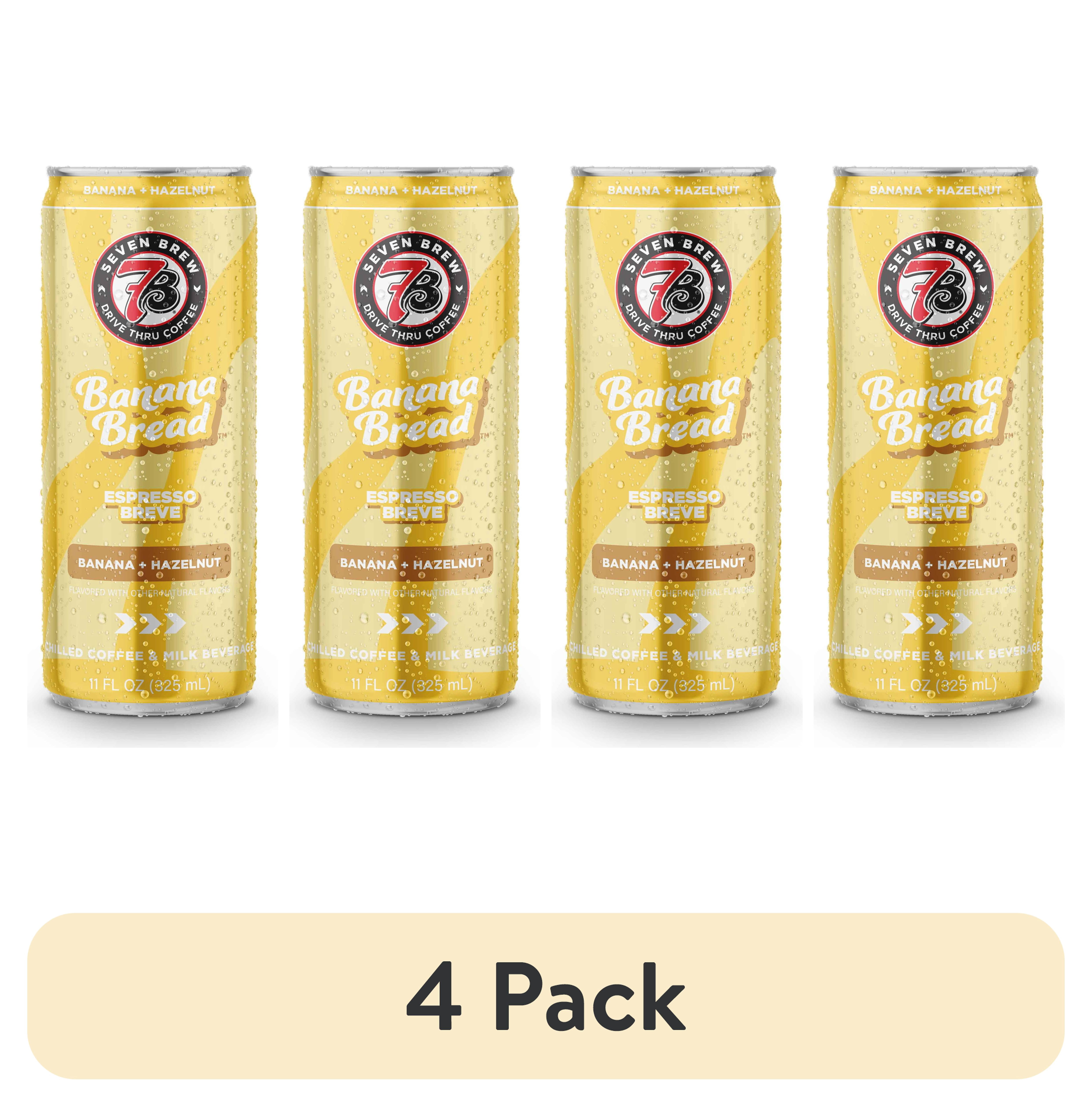(4 pack) 7 Brew Banana Bread Chilled Espresso Breve Ready to Drink Coffee, 11 fl oz Can