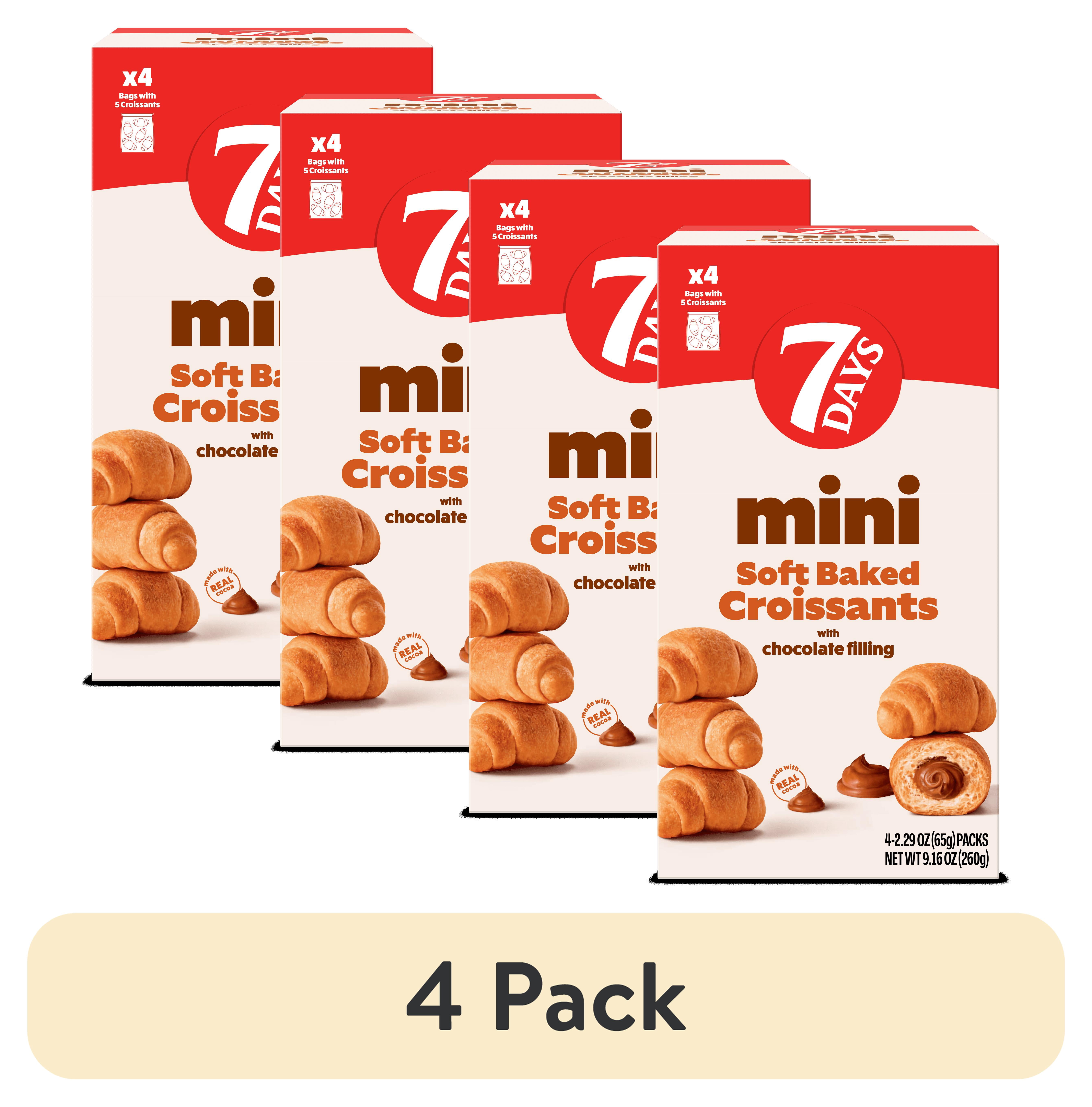 (4 pack) 7Days Mini Croissants, Chocolate, Breakfast On the Go, Non-GMO (Pack of 4)
