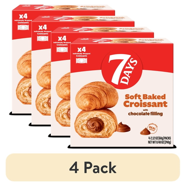(4 pack) 7Days Soft Croissant, Chocolate Croissant (4 Pack), On The Go ...