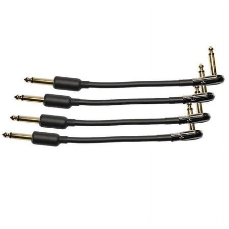 4-pack 8" Castline Gold Mogami 2524 Guitar Pedal Board Effects Switcher Patch Cable 1/4 TS Low Profile and Short Barrel Connectors