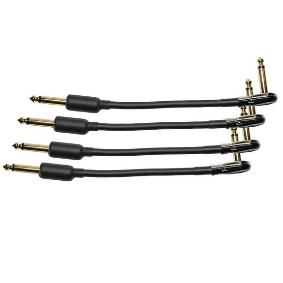 4-pack 8" Castline Gold Mogami 2524 Guitar Pedal Board Effects Switcher Patch Cable 1/4 TS Low Profile and Short Barrel Connectors