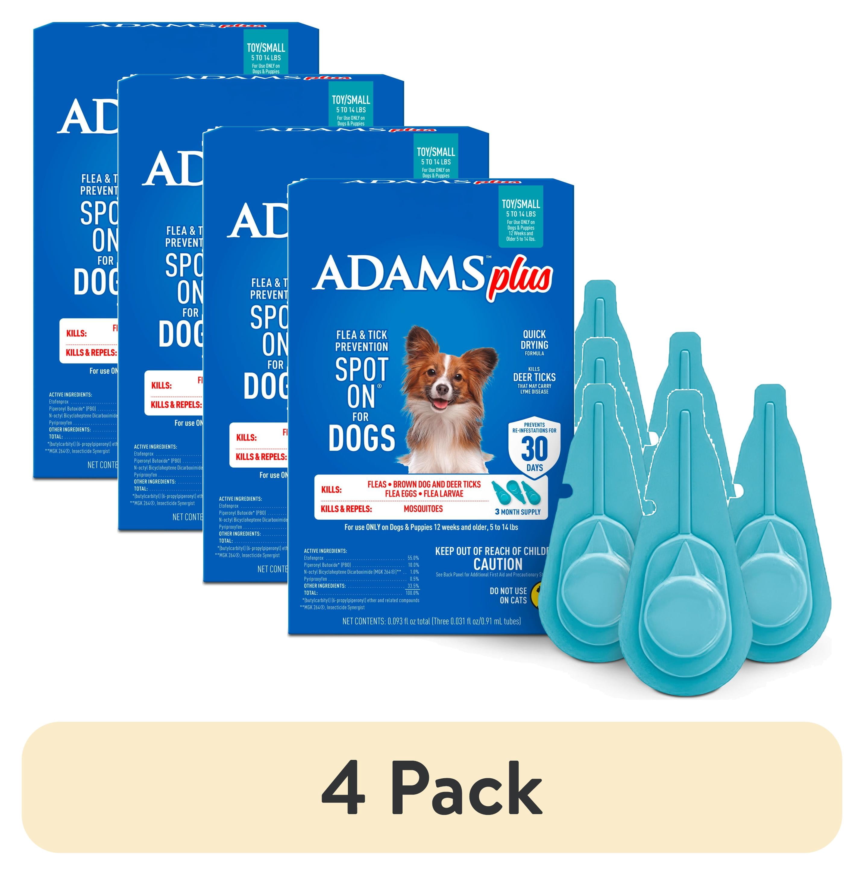 (4 pack) ADAMS Plus Flea & Tick Prevention Spot On for Dogs, Toy/Small ...