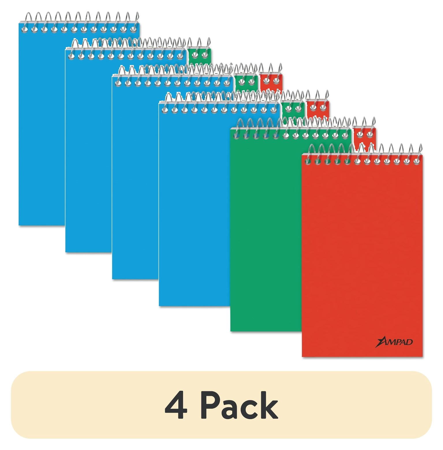 (4 pack) AMPAD/DIV. OF AMERCN PD&PPR Wirebound Pocket Memo Book Narrow 3 x 5 White 60 Sheets 3/Pack 45093