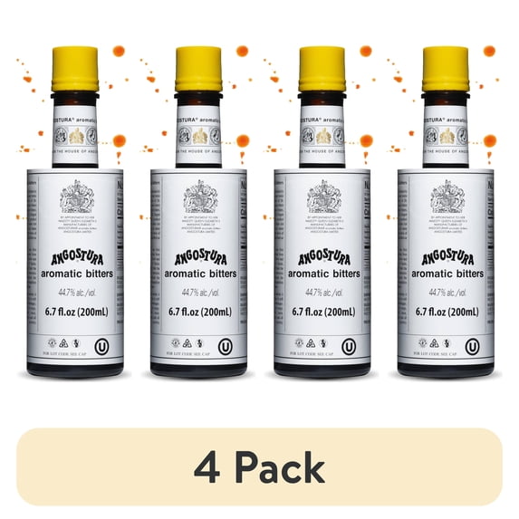 (4 pack) ANGOSTURA Aromatic Bitters, Cocktail Bitters for Professional and Home Mixologists, 100% Vegan, Kosher Certified, Sodium and Gluten Free, 6.7 FL OZ