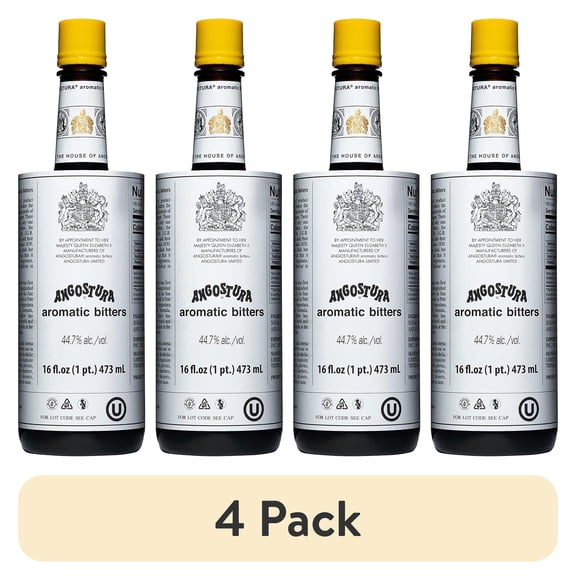 (4 pack) ANGOSTURA Aromatic Bitters, Liquid Cocktail Bitters for Professional & Home Mixologists, 16 fl oz