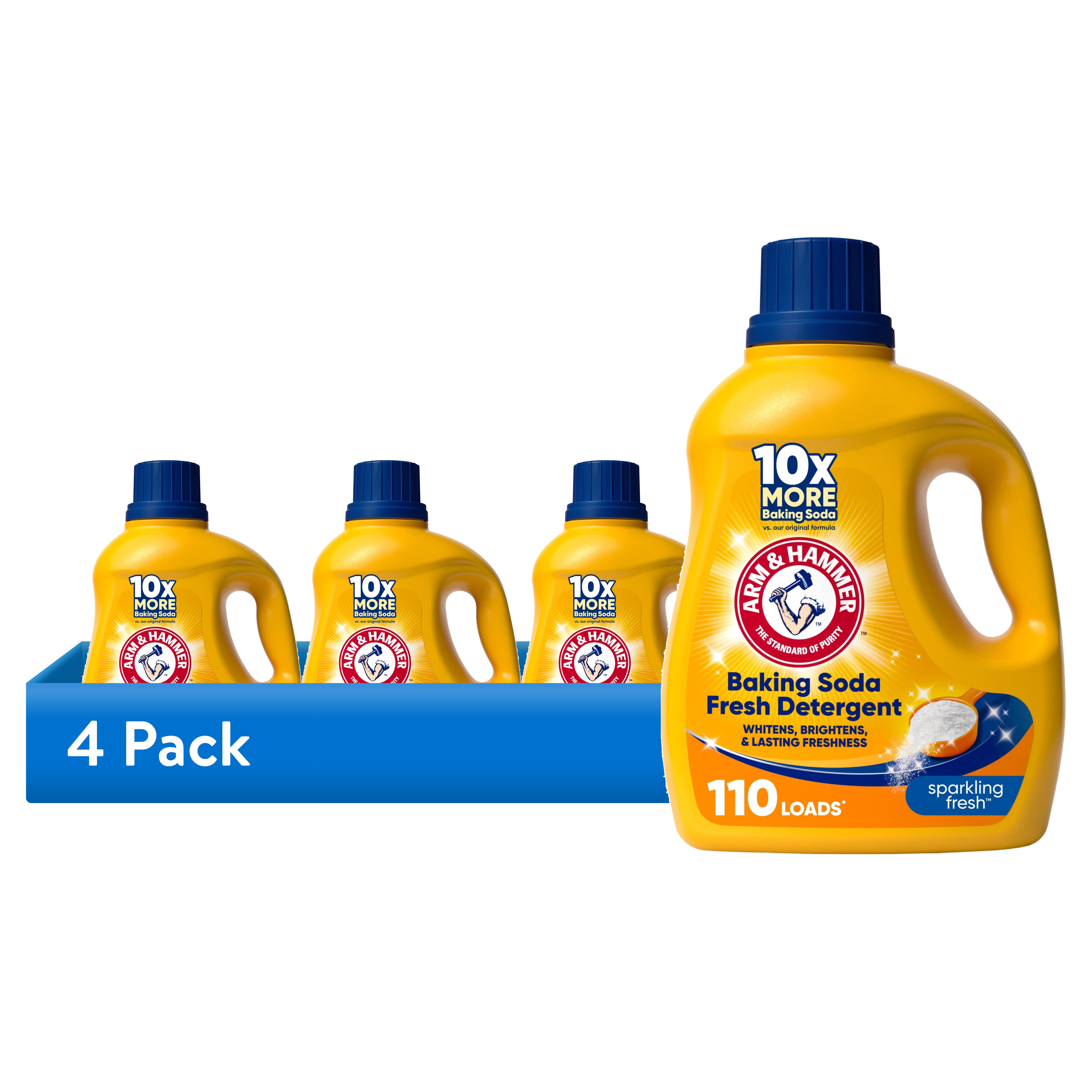 (4 pack) ARM & HAMMER Baking Soda Fresh Liquid Laundry Detergent, Sparkling Fresh, 110 Fl Oz