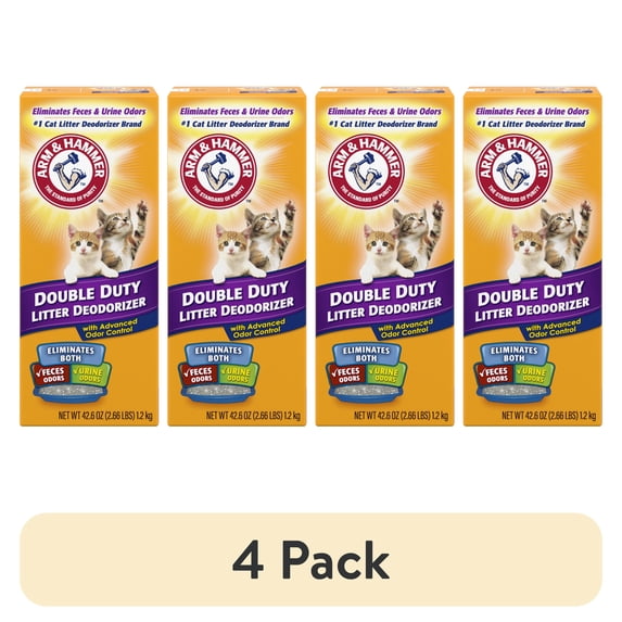 (4 pack) ARM & HAMMER Cat Litter Deodorizer Double Duty, 42.6OZ