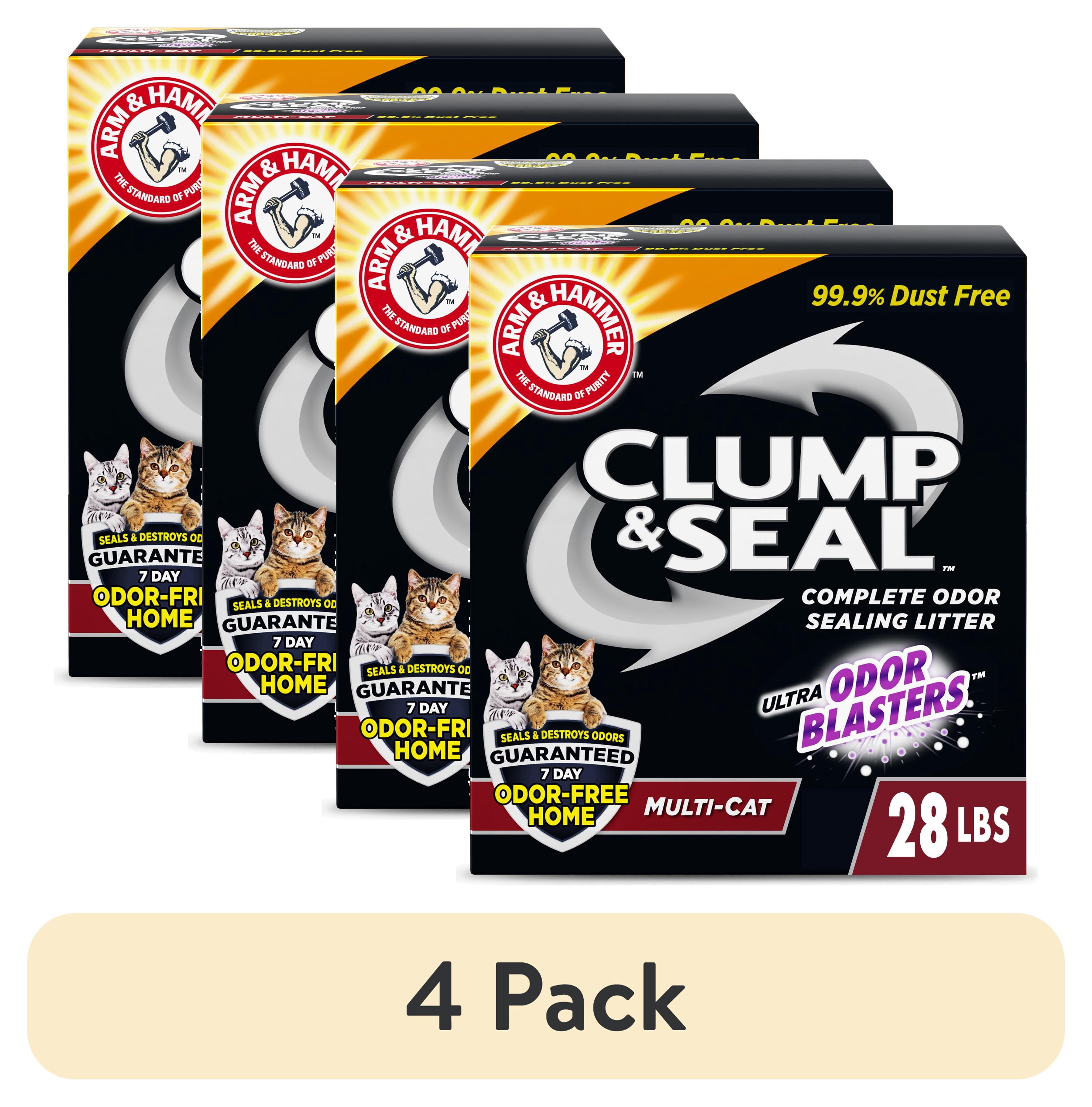(4 pack) ARM & HAMMER Clump & Seal Cat Litter with Ultra Odor Blasters, Multi-Cat Formula, Scented, 28 lbs