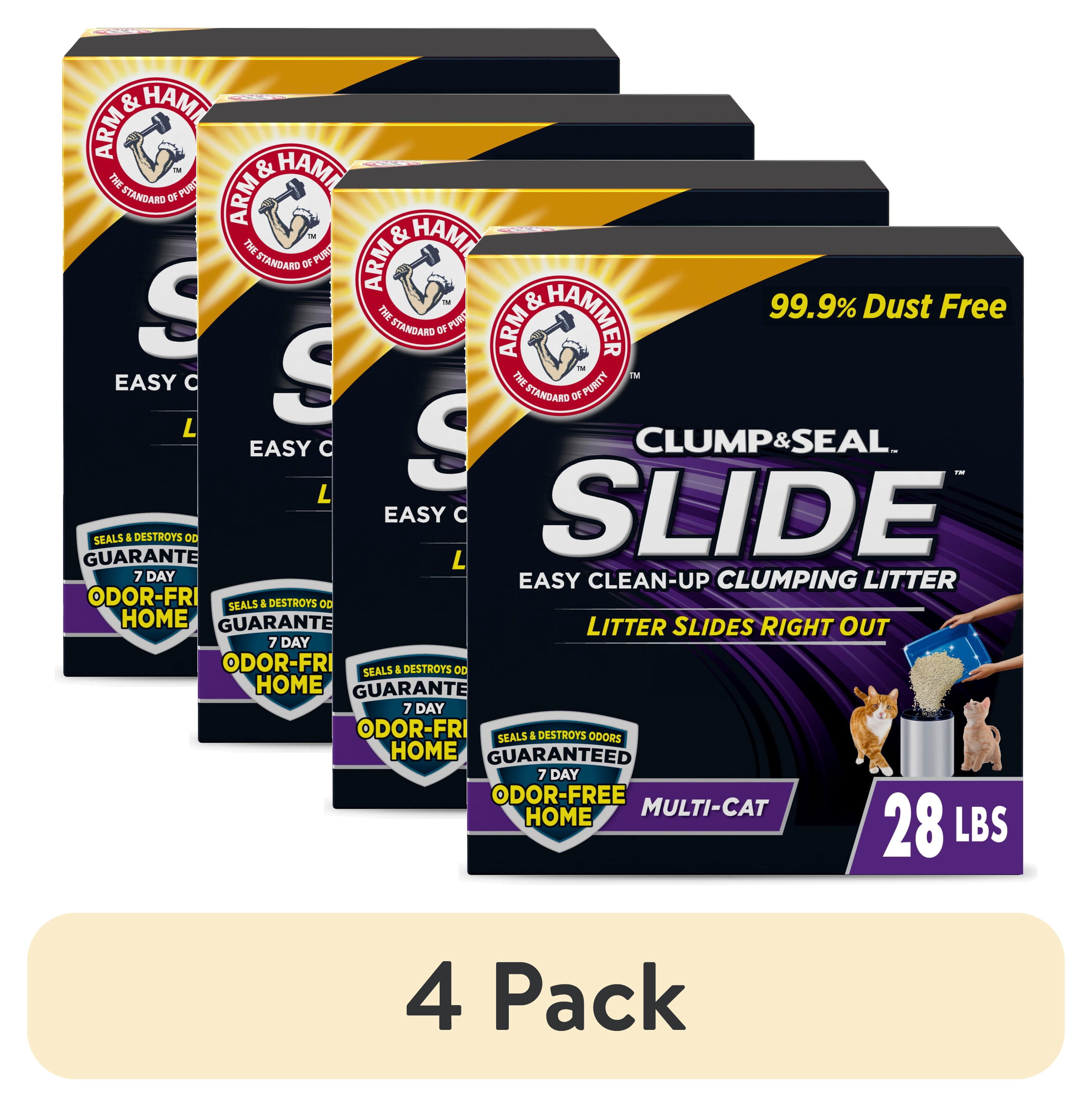 (4 pack) ARM & HAMMER Slide Easy Clean-Up Clumping Cat Litter, Scented, 28 lbs