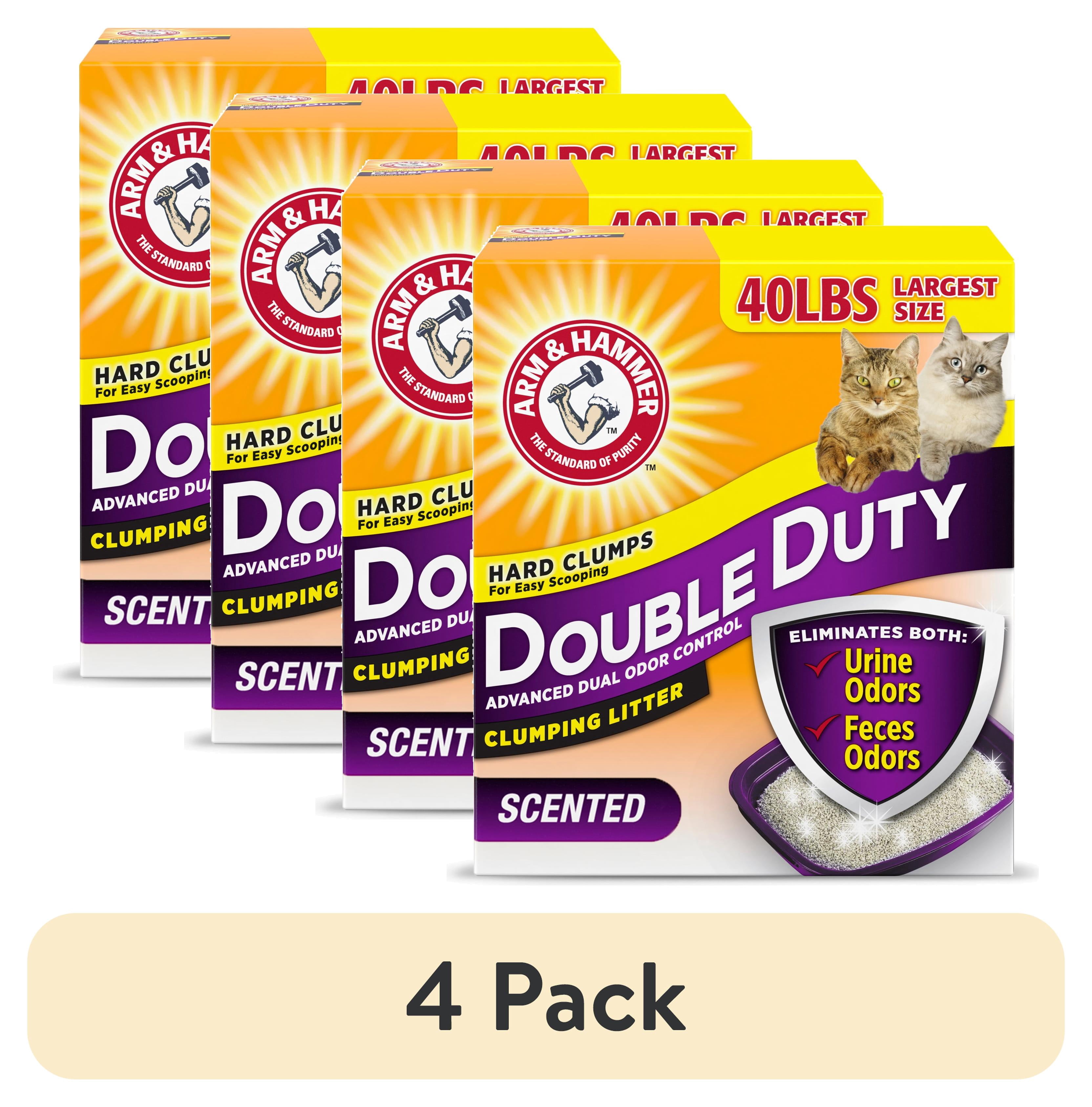 (4 pack) ARM & HAMMER Double Duty Cat Litter, Advanced Odor Control Clumping Cat Litter, Scented, 40 lb