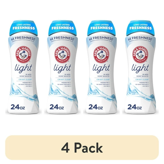 (4 pack) ARM & HAMMER Light In-Wash Scent Booster, Laundry Scent Booster Crisp Clean scent, 24 Oz