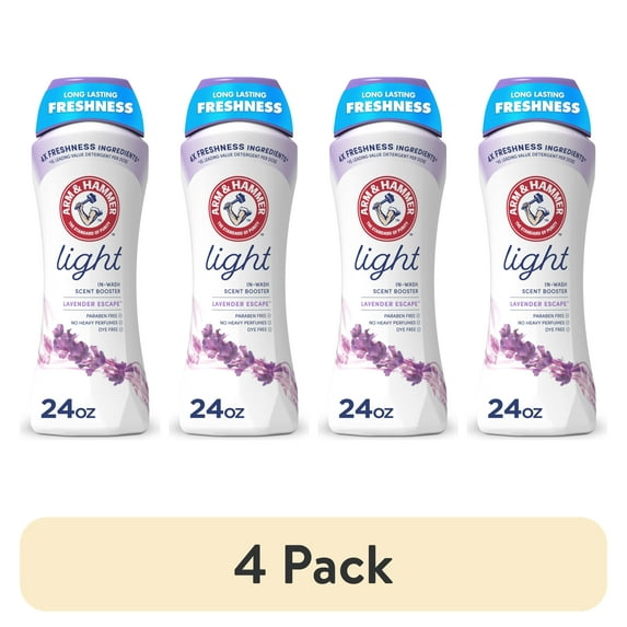 (4 pack) ARM & HAMMER Light In-Wash Scent Booster, Laundry Scent Booster Lavender Escape scent, 24 Oz