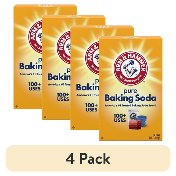 (4 pack) ARM & HAMMER Pure Baking Soda & All Purpose Cleaner for Baking & Deodorizing, 4 lb Box