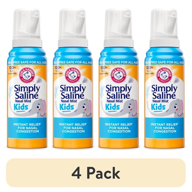 (4 pack) ARM & HAMMER Simply Saline Nasal Spray Kids for Congestion ...