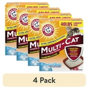 (4 pack) ARM & HAMMER Superior Odor Control Cat Litter, Multi-Cat Clumping Litter, Clean Burst Scent, 40 lb