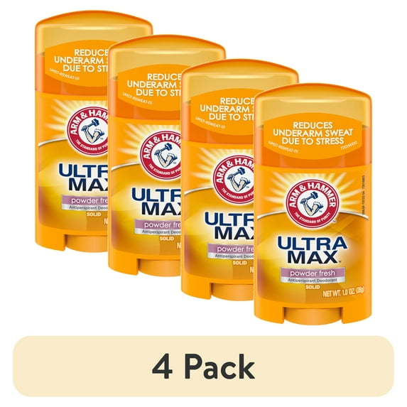 (4 pack) ARM & HAMMER ULTRA MAX Solid AntiPerspirant Deodorant, Powder Fresh, 1.0 oz.
