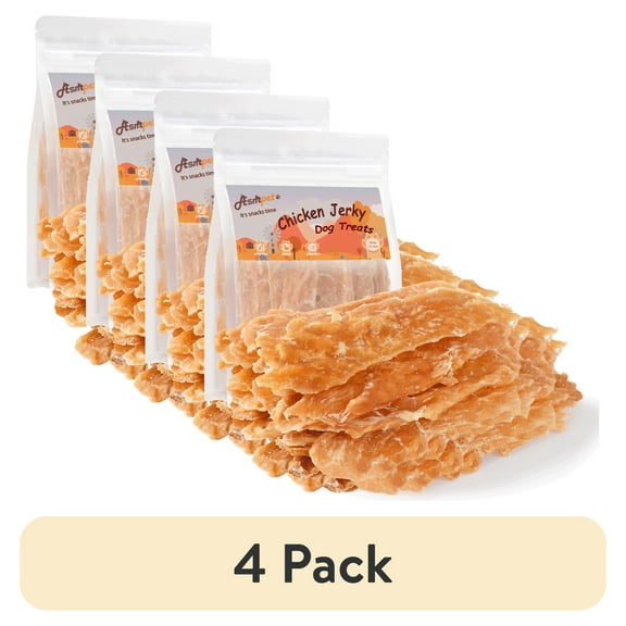 (4 pack) ASMPET Chicken Jerky Dog Treats, Natural High Protein Chicken Tender Snacks for All Dogs, 10.6oz