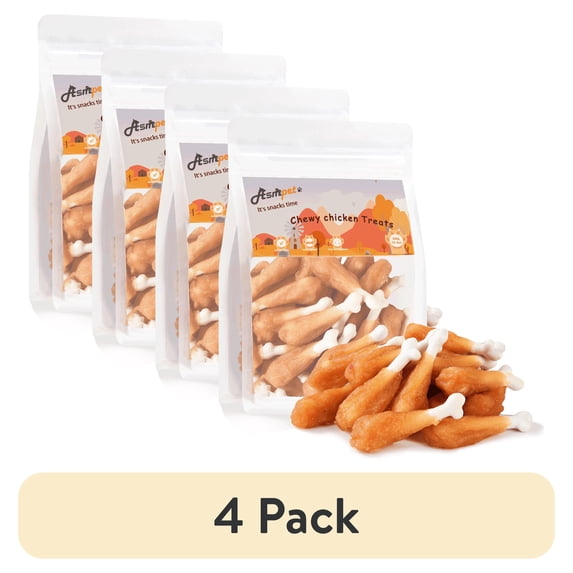 (4 pack) ASMPET Chicken Wrap Sticks, Healthy Dog Treats, Calcium Bone, Training Treats for All Dog Sizes, 10.6 oz