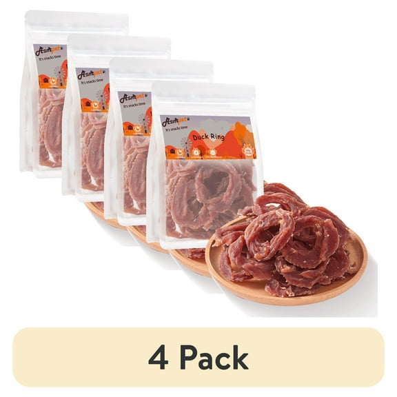 (4 pack) ASMPET Duck Jerky Dog Treats, Healthy Duck Snacks for Small Medium Large Dogs, 10.6oz