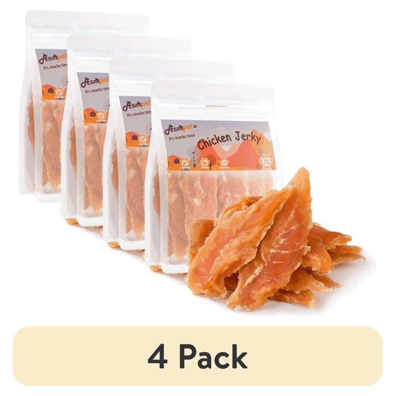 (4 pack) ASMPET Chicken Jerky for Dogs | Low Fat Chicken Tender Treats for Small Medium Large Dogs, 11oz