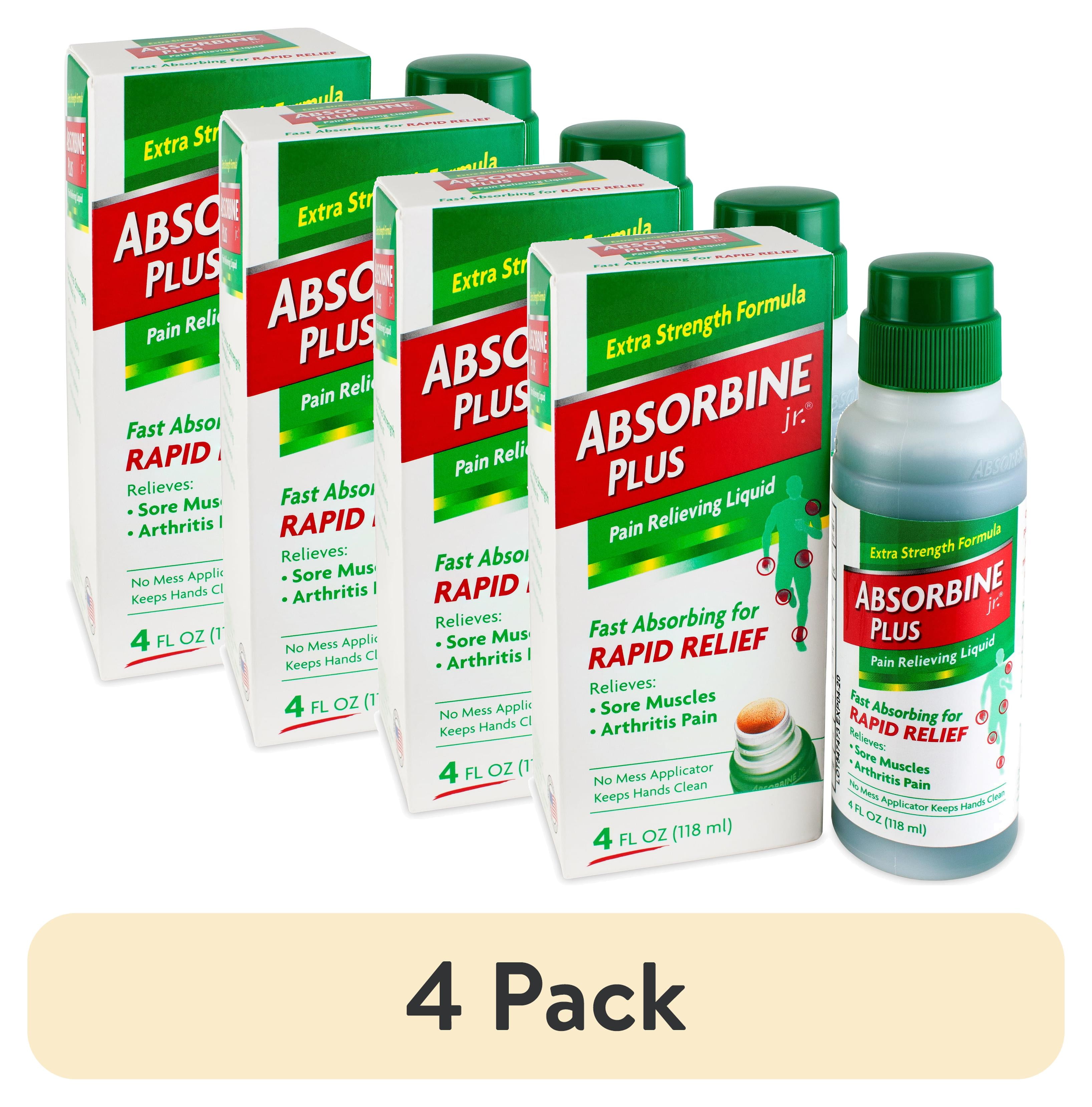 (4 pack) Absorbine Jr. Plus Spray Fast Absorbing Arthritis & Sore Body Muscles Pain Reliever, 4 oz