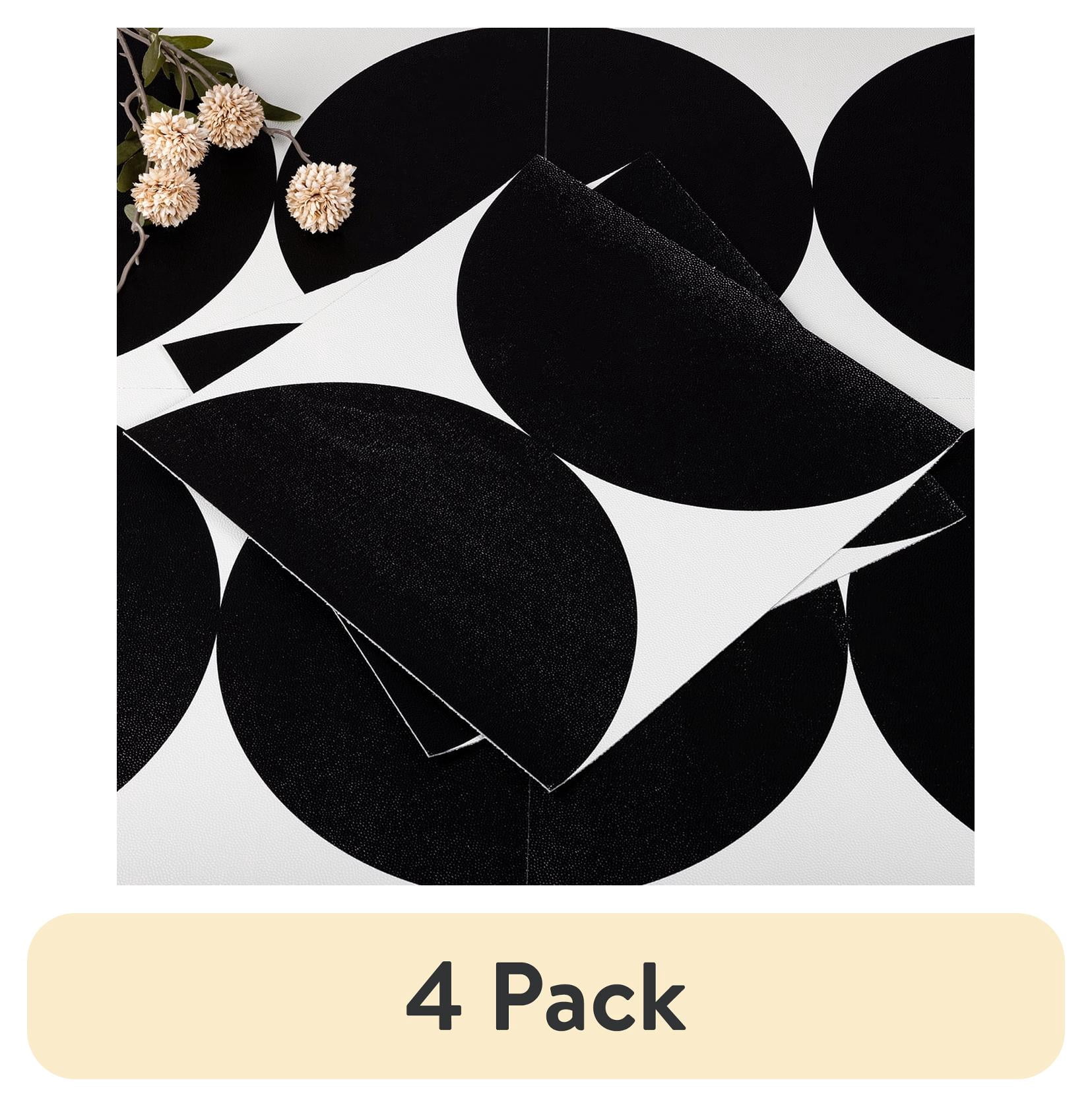 (4 pack) Abyssaly 12" x 12" (10Pcs) Peel and Stick Floor Tile Vinyl Flooring Removable Self- Adhesive for Bathroom, Kitchen (Black and White)