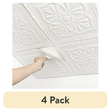 Abyssaly 13.7" x 13.7" Ceiling Tiles, 16 Pcs, Covering Area 20.85 sq. ft., Gelated Ceiling Tile Foam, Ceiling Tile Peeling & Pasting, Easy to Install on Ceiling & Wall, Pure White