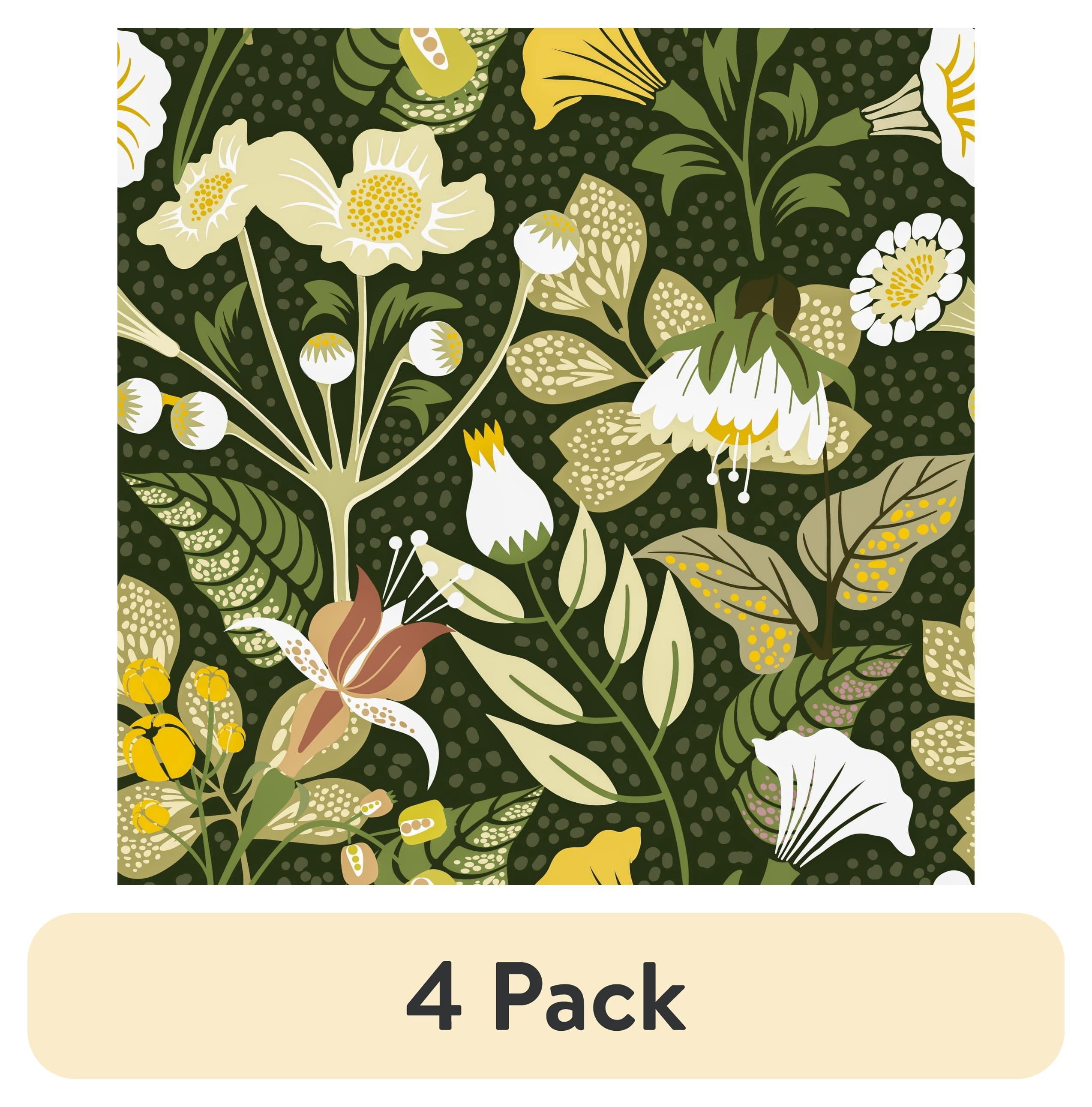 (4 pack) Abyssaly 17.7 "x 118" Peel and Stick Wallpaper Green Floral wallpaper Green Petunia vine plant contact paper Self-adhesive wallpaper Thickened detachable wallpaper Suitable for home decoration