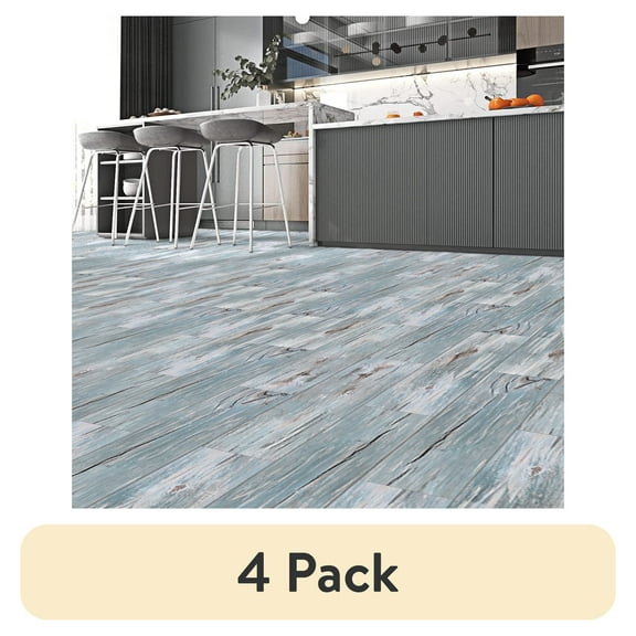 (4 pack) Abyssaly 35.8" x 5.9" 10 Pcs Wood Vinyl Flooring Tile Peel and Stick Floor Tile Self Adhesive Bathroom Floor Tiles Waterproof Thick Removable Flooring Tiles