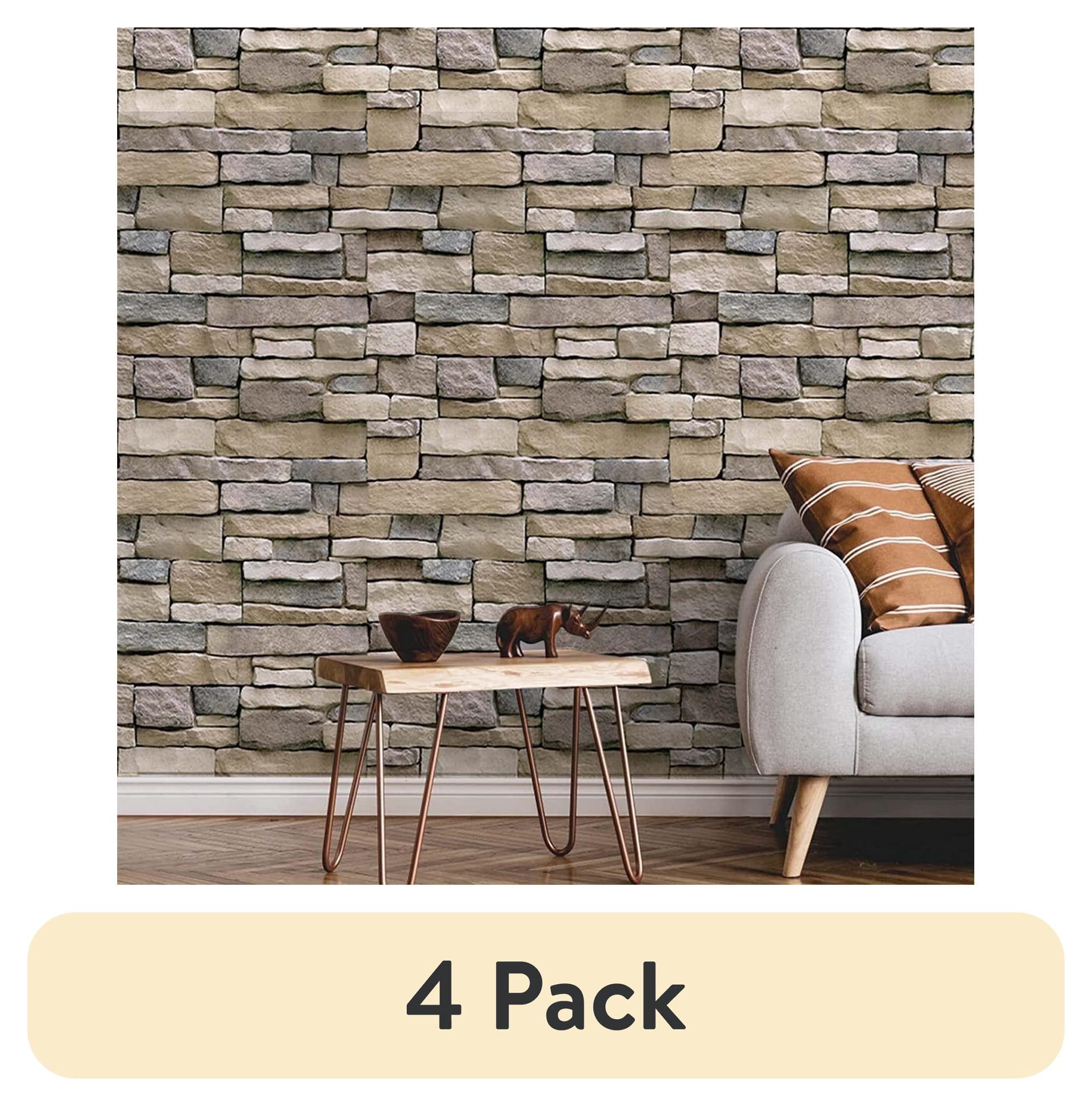 (4 pack) Abyssaly 3D Stone Brick Wallpaper Peel and Stick Wallpaper 17. ...