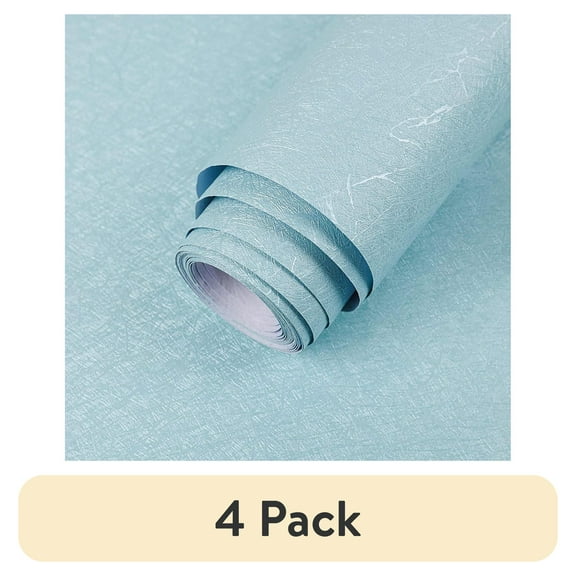 (4 pack) Abyssaly Blue Peel and Stick Wallpaper 15.7" x 118"Self Adhesive Removable Light Blue Textured Wall Paper for Home Decorative