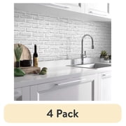 4 pack Abyssaly Brick Wallpaper Peel and Stick Wallpaper 17.7" x 78.9"Gray and White 3D Brick Textured Pattern Removable Self Adhesive Vinyl Contact Paper for Kitchen Bedroom Living Room