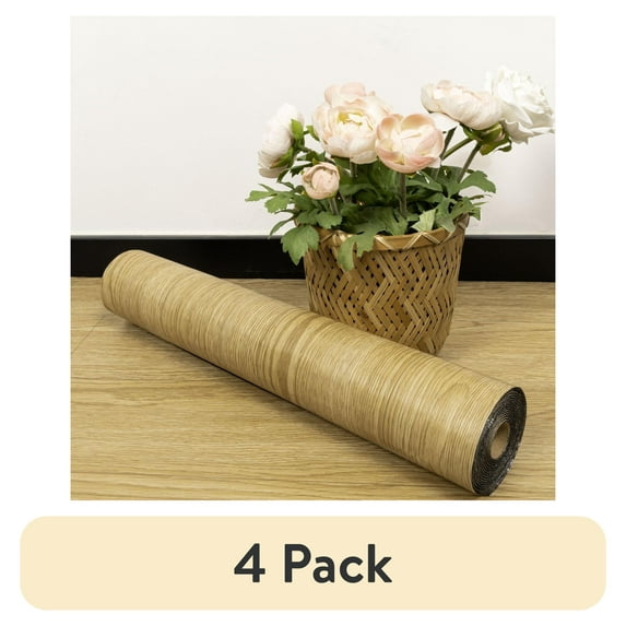 (4 pack) Abyssaly Brown Wood Peel and Stick Floor Tiles Wood Brown Vinly Tile 15.7-in x 118-in /12.8 Sq.Ft. Self-Adhensive Waterproof Thicken Flooring for Home Decor