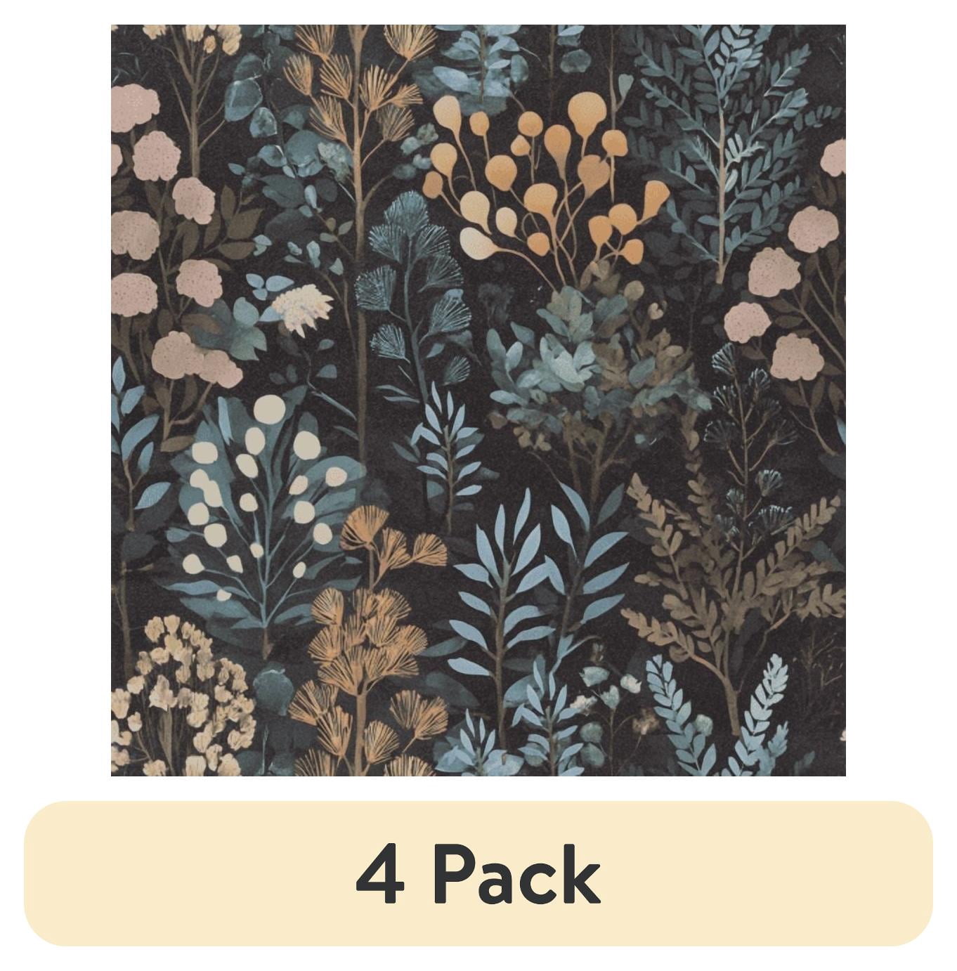 (4 pack) Abyssaly Floral Peel and Stick Wallpaper 17.5-in x 118-in Self-Adhesive Removable Wallpaper Vinyl Paper for Home Decor