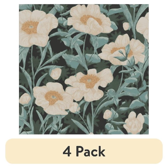 (4 pack) Abyssaly Floral Peel and Stick Wallpaper 17.5-in x 118-in Self-Adhesive Removable Wallpaper