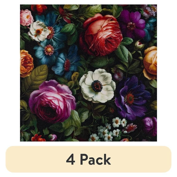 (4 pack) Abyssaly Floral Wallpaper Peel and Stick 17.3"×118.1" Floral Wallpaper Vintage Plant Watercolor Self Adhesive Textured Wall Paper Contact Paper Home Decor Wall Covering Old Furniture Renovation
