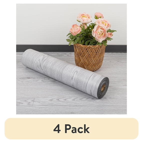 (4 pack) Abyssaly Gray Wood PVC Peel and Stick Vinyl Flooring Tile 15.7 inch x 118 inch /12.9 Sq.ft,Thicken Self-Adhesive Vinyl Flooring Tile Easy DIY Install for Bathroom and Kitchen Floor