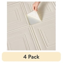 (4 pack) Abyssaly Drop Peel and Stick Ceiling Tile 13.78" x 13.78" 16 Pcs White Foam Ceiling Tile,3D Wall Panels, Easy to Install for Ceiling and Wall Coverage Area 21 sq.ft.