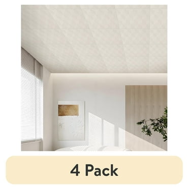 (4 pack) Abyssaly Peel and Stick Ceiling Tile 13.8" x 13.8" 16 Pcs White Foam Ceiling Tile Coverage Area 21 sq.ft.