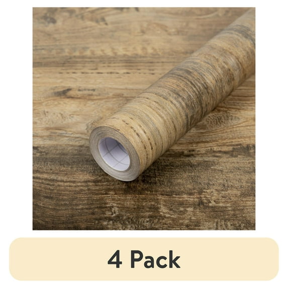 (4 pack) Abyssaly Wood Peel and Stick Wallpaper Wood Grain Waterproof Contact Paper 15.7 "x 118.1" Self-adhesive Removable Wall Paper for Countertop Bedroom Living Room Kitchen Wall
