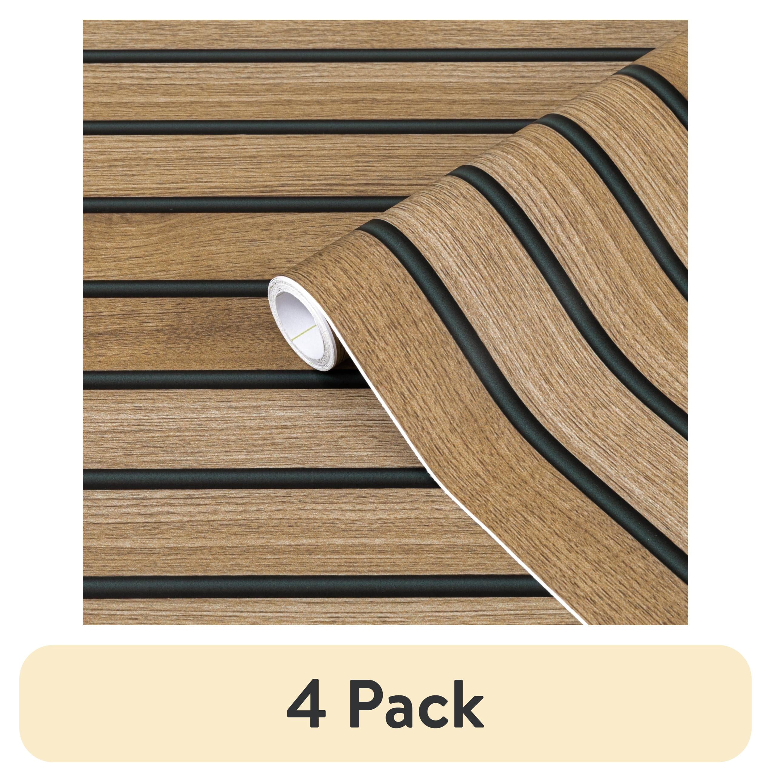 (4 pack) Abyssaly Wood Wallpaper Peel and Stick Wallpaper 17.7" x 118" Wood Stripe Self-adhesive Removable Contact Paper for Kitchen Bedroom Home Decor