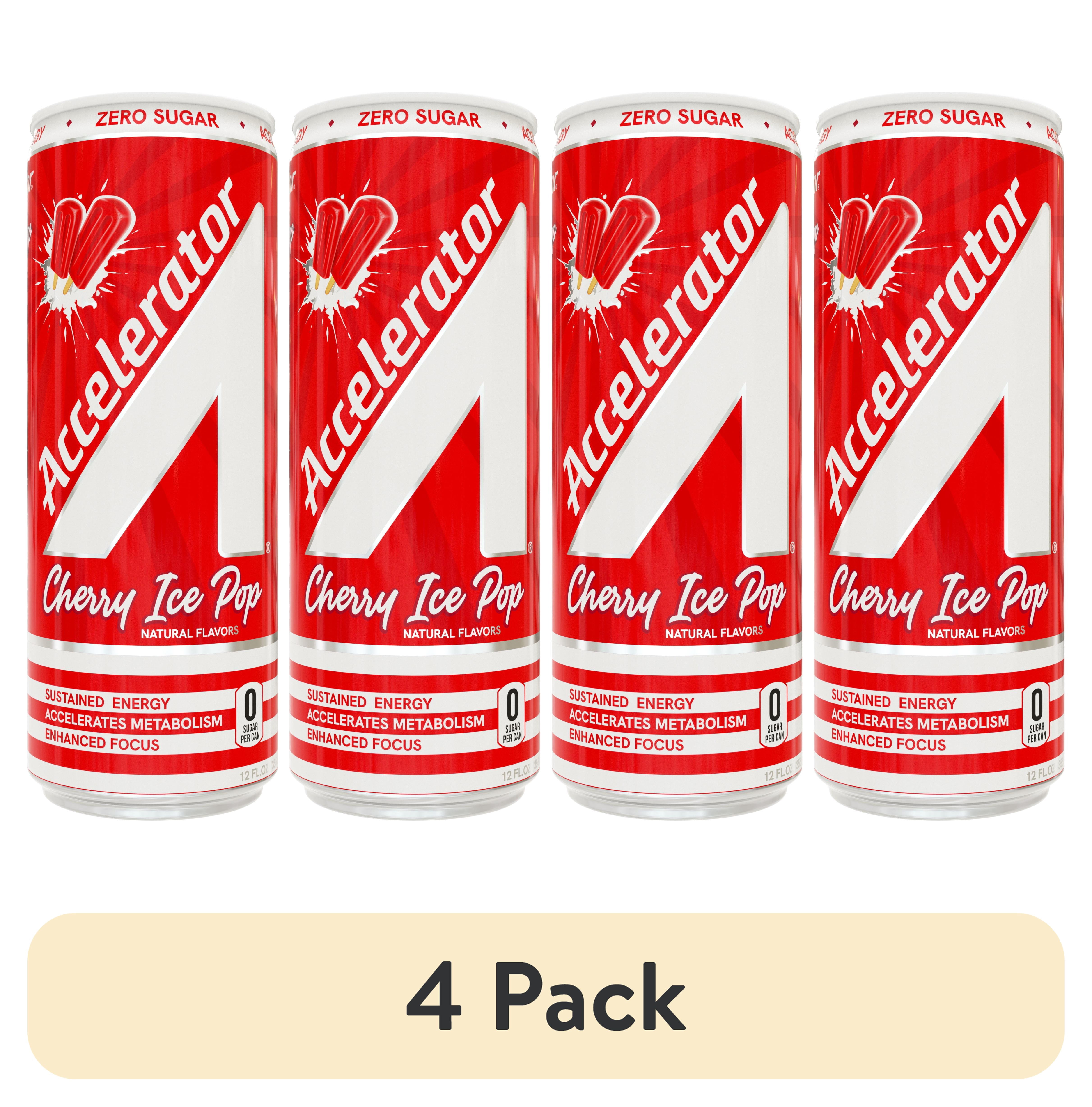 (4 pack) Accelerator Cherry Ice Pop Energy Drink, 12 fl oz can
