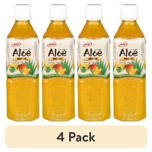 (4 pack) Ace Aloe Juice Mango Flavor, 16.90 Fl oz.