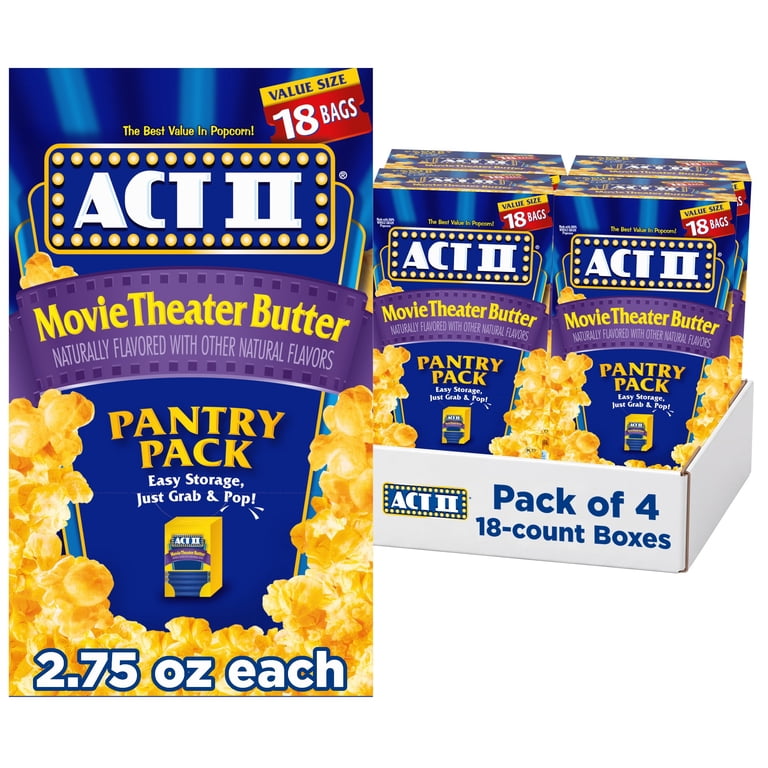 4 pack) Act II Pantry Pack Movie Theater Butter Microwave Popcorn