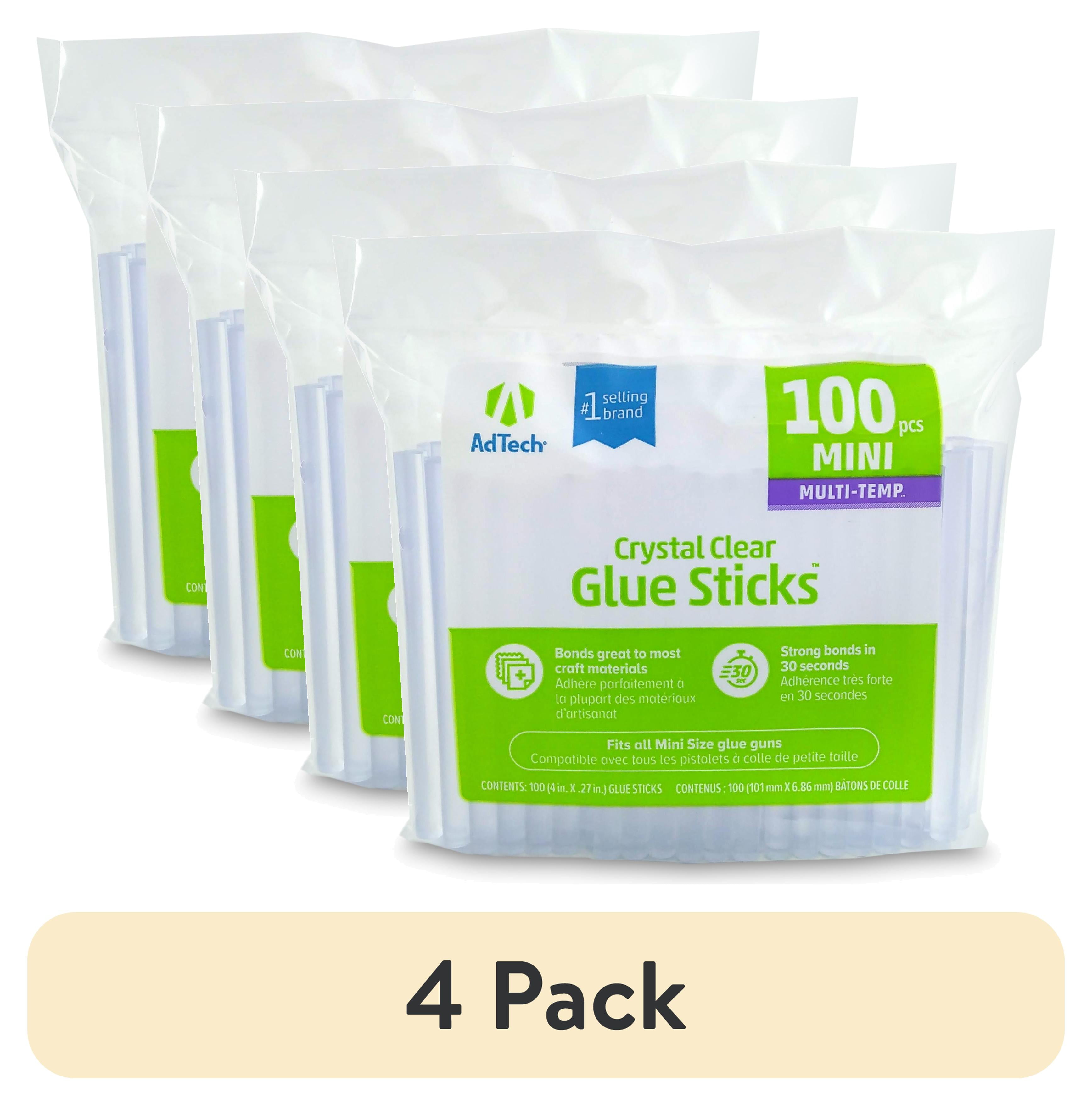 (4 pack) AdTech Crystal Clear Mini Size Hot Glue Sticks, 100 Count