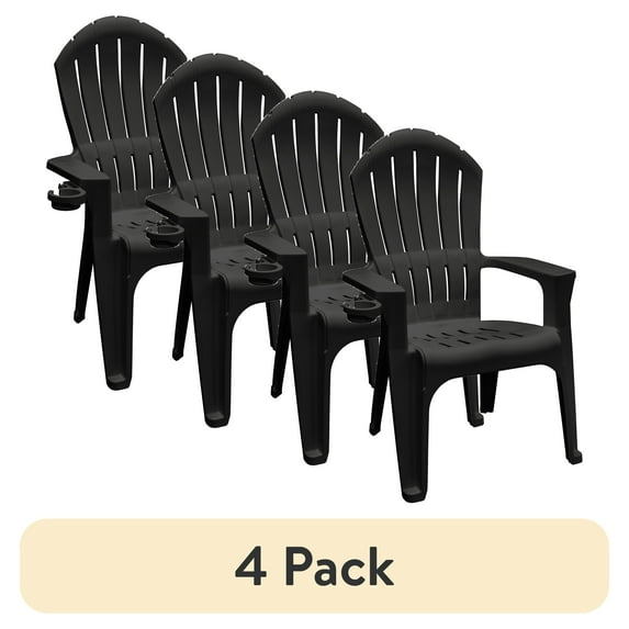 (4 pack) Adams Manufacturing Resin Adirondack Chairs, Black
